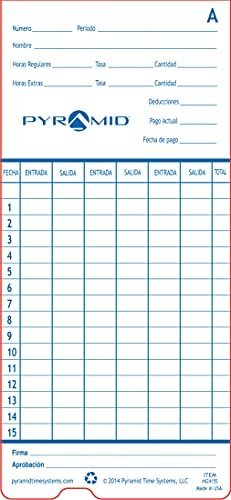 Pyramid Time Systems, Spanish Time Cards For 2600 & 2650 Clocks, 100 Pack (42415S) #TOP2