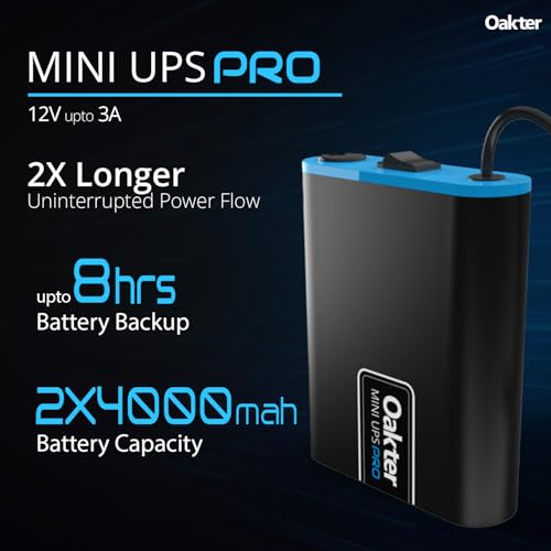 Oakter Mini UPS PRO for High Capacity WiFi Routers 12V & Upto 3A | Battery 2X4000 mAh | Power Backup Upto 8 Hours | Support Jio, Airtel & Other... - Image 2