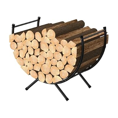 MOOACE Firewood Rack Outdoor and Indoor, 24 Inch Curved Firewood Holder, Waterproof Rustproof Fireplace Organizer Log Holder Wood Storage Rack