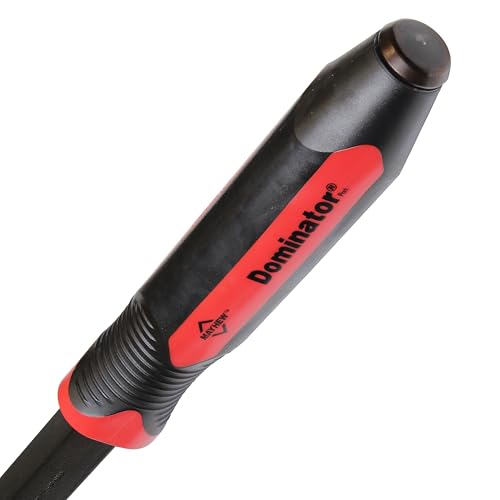Image of Mayhew Tools 14120 Dominator Pro Pry Bar, Red, 58 inch Curved | Fully Heat-Treated Steel, Strikeable Cap & Shock-Absorbing Ergonomic Handle
