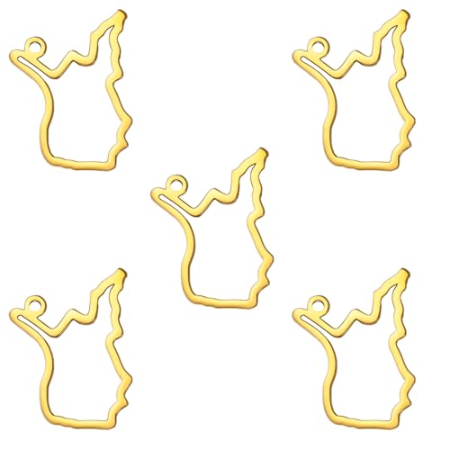 kkjoy 5Pcs Hollow West Virginia Map Pendant Charms for Jewelry