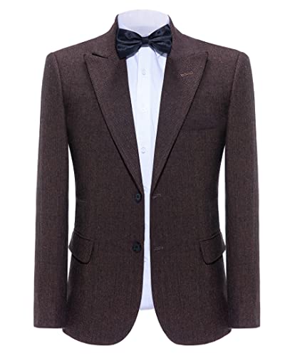 Terno masculino blazer de lã tweed trespassado fino espinha de peixe casaco esportivo, Azul-petróleo