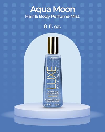 Luxe Perfumery Aqua Moon Hair & Body Perfume Mist – Fruity Floral Musk with Green Apple, Jasmine & Freesia – Hydrating Coconut Oil & Glycerin,
