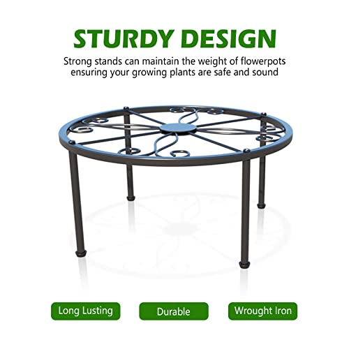 Yisancrafts 1-Pack Metal Plant Stand Shelf Indoor Outdoor, Heavy Duty Potted Flower Pot Holder Stands, Iron Plant Rack, Garden Container Round Supports For Planter #TOP1