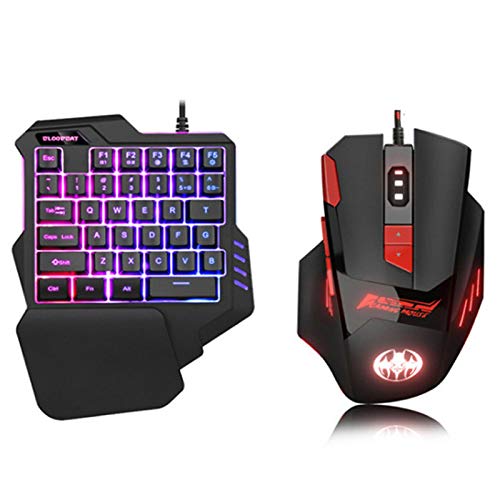 Einhand-Kombination Aus Gaming-Tastatur Und -Maus Mit Hintergrundbeleuchtung, Gaming-Tastatur Mit Halber Tastatur Und Handballenauflage,