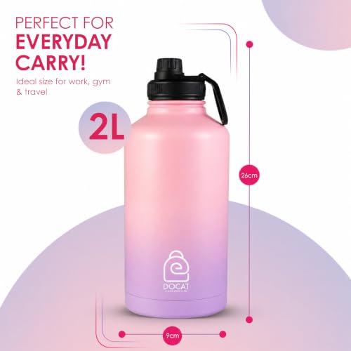 Image of DOCAT Water Bottle 1 Litre, Stainless Steel Sipper Water Bottle, Leak Proof Lid, Rust Proof, 24 Hours Hot and Cold Thermosteel Vacuum Insulated Water Bottle for Travel, Home, Gym, Office