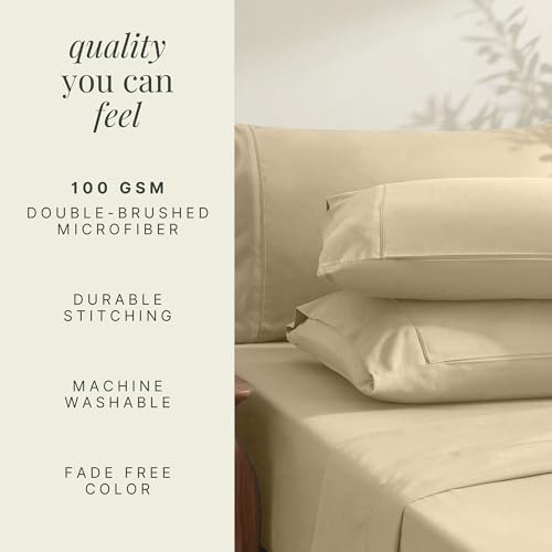 Image of Hearth & Harbor Extra Deep Pocket Sheets - Fits Mattress 18-24 Inches Deep - Extra Deep Pocket Twin Sheets Sets - 4 Piece Twin Size - Cream