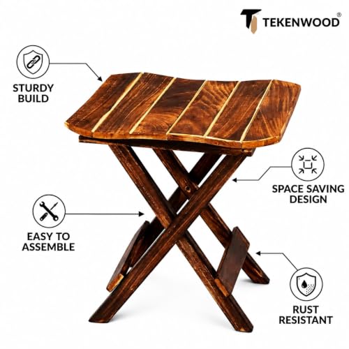 Image of Wooden Folding Table for Daily Use | Multipurpose Portable & Space Saving Small Folding Table for Daily Use Easy to Fold & Store | Coffee Table for Living Room | (X Squer)