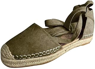 Aniywn Women's Wide Width Flat Sandals Ankle Strappy Lace-Up Ballet Shoes Vintage Slip