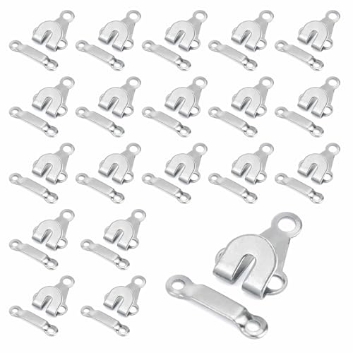 Trouser Fasteners Hook and Bar, 20 Pack Trouser Hooks and Bar Fastenings for Clothes Sew On Eye Fastener Latch Closures for Clothing Sewing