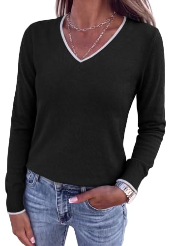 Outfits for Women Over 50: Fashion Tips That Make You Feel Like Yourself Again 3 PRETTYGARDEN Women's V Neck Sweater Long Sleeve Knit Tops (Black,S)