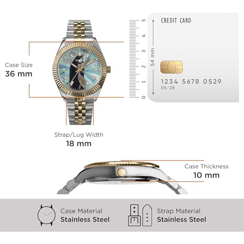Image of TIMEX Jacquie Aiche Analog Watch for Women with Multicolor Round Dial & Two Tone Stainless Steel Bracelet Band Water Resistant Women's Wrist Watches - TW2W63700X6