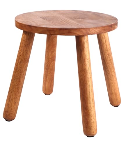 zaowofires Round Solid Wooden Step Stool Garden Stool 15.8''H Plant Stool Wood Legs Detachable for Plant Stand, Kitchen, Bathroom Bedroom Livingroom (Walnut, 15.8inch)