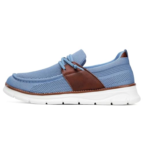 Image of Mens Casual Slip in Boat Shoes Fashion Lightweight Slip On Loafers Walking Beach Sneakers Work Mesh Oxfords Soft Sole