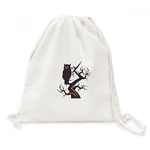 Sac de voyage toile hibou Halloween pochette à cordon bagage léger décontracté