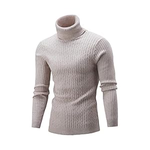 Zachte trui voor heren Heren Turtleneck Sweater Herfst Winter Heren Rollneck Warm Gebreide Sweater Houd Warme Mannen Jumper Gebreide truien (Color : Beige, Size : (55-65KG))