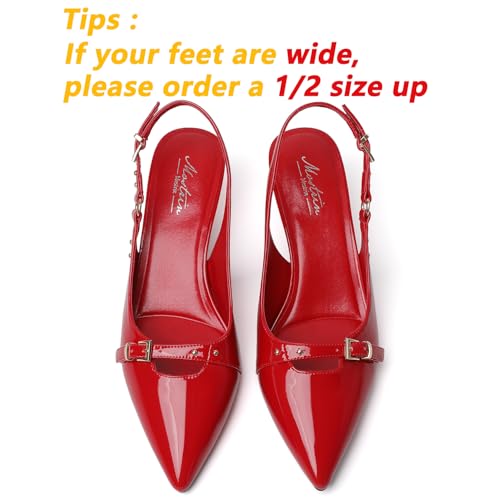 Image of Mostrin Kitten Heels for Women Slingback Pointed Closed Toe Heels Women's Pumps Shoes for Wedding, Party, Commuting