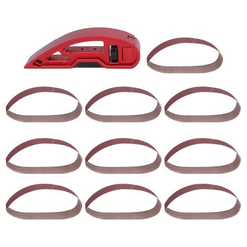 Handheld Grinder, Ideal for Flat, Corner, and Curve Sanding, Forged From Aluminum Alloy, Manual Sanding Belt Holder with 10PCS Sandpaper Set, for Polishing Molded Parts