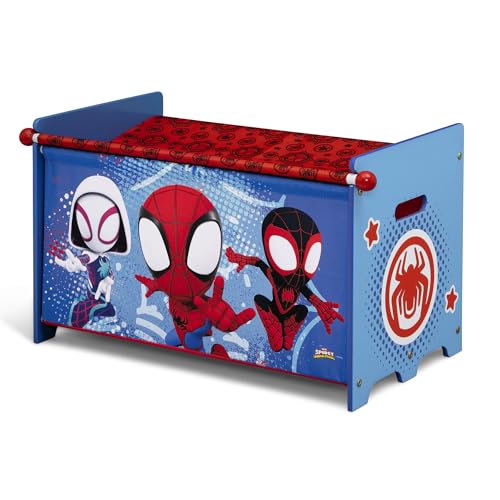 Delta Children Marvel Spidey and His Amazing Friends Toy Box with Retractable Fabric Top, Blue