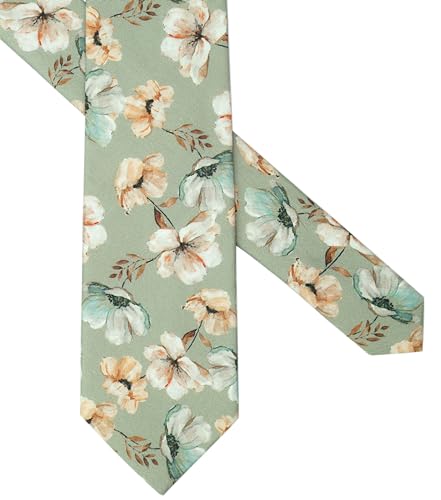 Image of BELLUNO Men's Cotton Floral Skinny Tie, 2.5 inch Width, with Gift Box