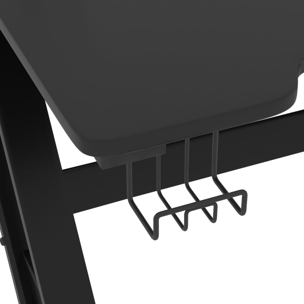 Scrivania,Supporto per stampante,Piccola postazione di lavoro in casa,Scrivania per computer in stile moderno,Scrivania da Gaming con Gambe a Forma di ZZ Nera 90x60x75cm