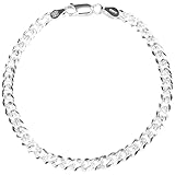 QUADRI - Elegante pulsera de plata 925 con cadena grabada modelo cubano para mujer y hombre - Ancho 5 mm - Longitud de 18 a 20,30 cm - Certificado Made in Italy
