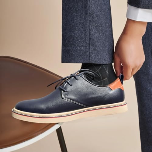 Image of Mens Derby Shoes Casual Lace Up Dress Shoes Lightweight Synthetic Leather Work Shoes with Non Slip Rubber Sole