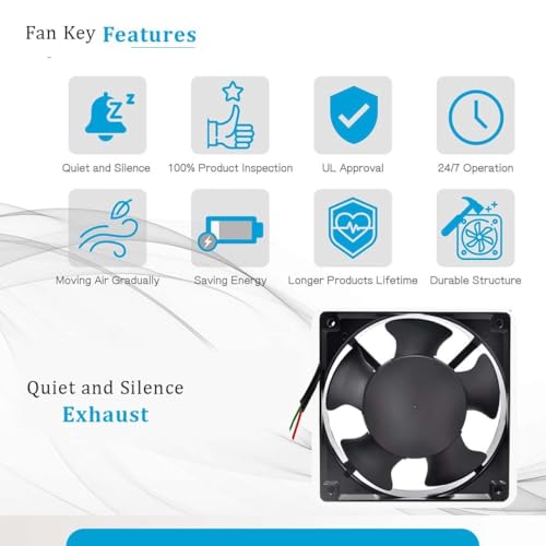 Image of Heavy Duty 4-Inch AC Axial Cooling Fan 12A230HSAC (12x12x3.8 cm) | 220-240V High Speed Metal Exhaust Fan for Panel, Cabinet, Cooling & Ventilation