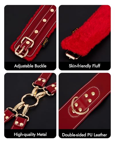 UTIMI Sex Bondage BDSM Kit Fesseln 6PCS Sets mit Verstellbaren Handschellen Fußfessel Oberschenkelmanschetten Augenbinde Kreuzgurt Taillengurt SM Erwachsene Sexspielzeug für Männer Frauen und Paare