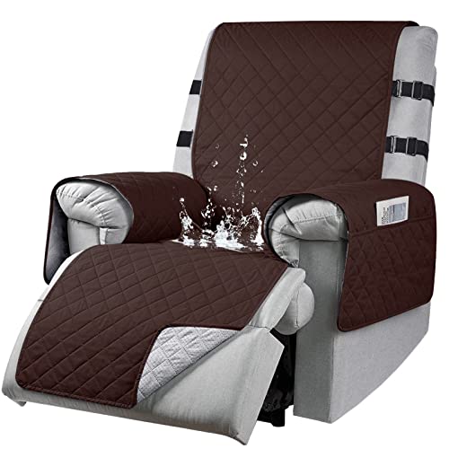 Waterproof Recliner Chair Slipcover With 2 Elastic Straps, Non-Slip Armchair Protector for Families with Pets/Kids, Washable Cover
