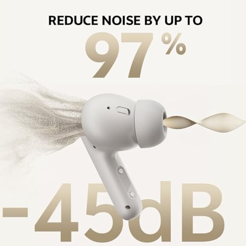 Image of QCY HT05 Pro Hybrid ANC Wireless Earbuds | Globally Leading Brand | Sleek Leather-Finish Design | 6-mic, 45dB Hybrid ANC | 9 EQs, Smart App, 25H Playtime, IPX4 (Dark Grey)