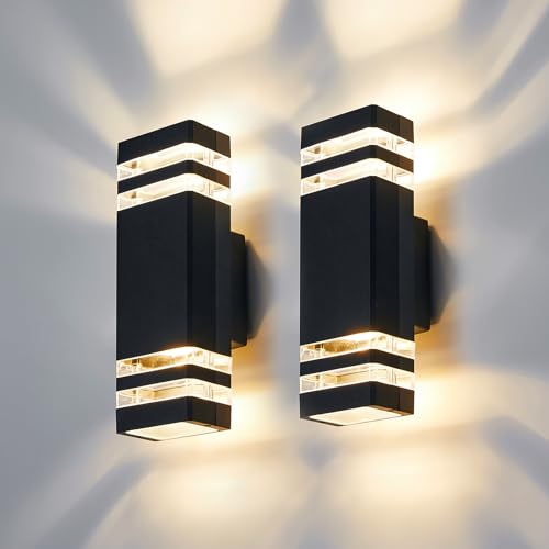 CELAVY LED Applique Murale Exterieur Lot de 2- Moderne Luminaire Extérieur, IP65 Étanche Lampe Lumière Mural Exterieure, 3000K Up Down Éclairage Murale...