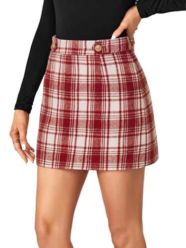 Vrtige Women's Plaid Skirt Casual High Waist Zipper Pencil Bodycon Mini Skirt3