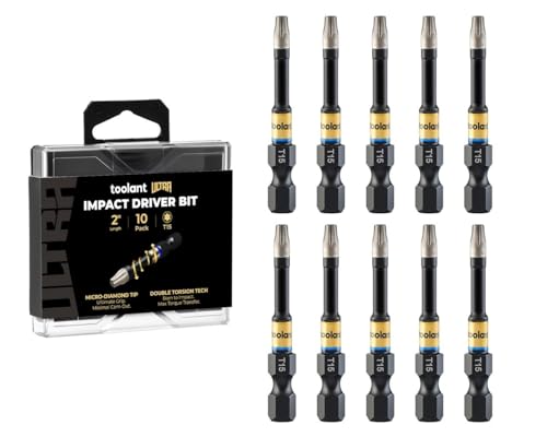 Image of toolant T15 2 inch Impact Torx Bits, 1 /4 inch Hex, S2 Steel, 10-Piece Set
