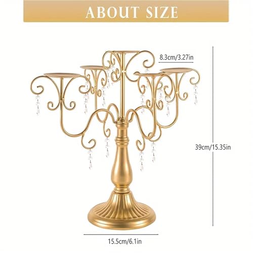 Candelabro de 5 brazos para decoración de Navidad, centro de mesa metálico para bodas y fiestas 4