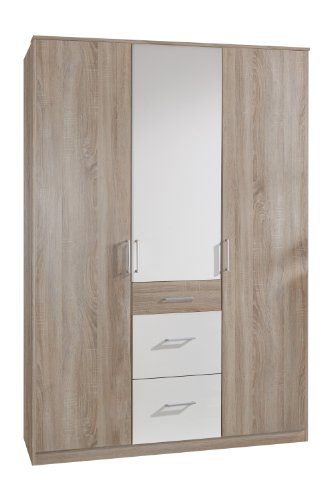 Wimex Kleiderschrank/ Drehtürenschrank Click, 3 Türen, 2 große, 1 kleine Schubladen, (B/H/T) 135 x 199 x 58 cm, Eiche Sägerau/ Absetzung Weiß Wimex Kleiderschrank/ Drehtürenschrank Click, 3 Türen, 2 große, 1 kleine Schubladen, (B/H/T) 135 x 199 x 58 cm, Eiche Sägerau/ Absetzung Weiß