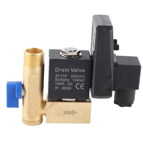 Automatisches Ablassventil, G1/2 DN15, elektronisches Ablaufventil, automatisch, zeitgesteuert, für Kondensat von Luftkompressoren (AC230 V) (230 V)