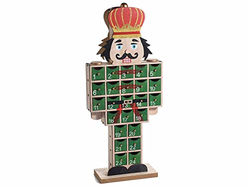Gruppo Maruccia - Calendrier de l'Avent 2022 en bois en forme de soldat casse-noisette - 24 tiroirs à remplir - Idée cadeau - Hauteur 48 cm Cover