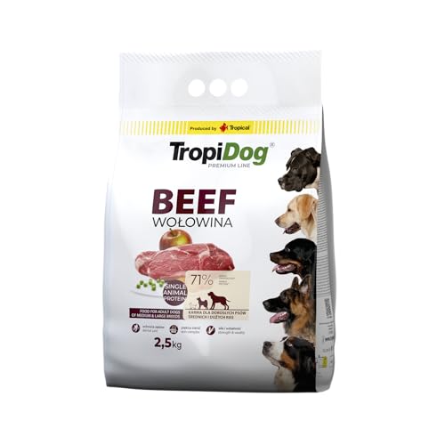 Premium Trockenfutter für Hunde, reich an Rindfleisch mit Reis, für Erwachsene mittlerer und großer Rassen, 2,5 kg