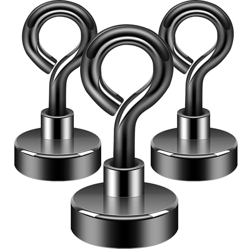 Neosmuk Magnethaken für Kränze – 3er-Pack Extra Starke Gunmetal-Schwarze Haken, 50kg Tragkraft, für Kränze, Kreuzfahrtkabinen, Mäntel, Schlüssel & Ordnung