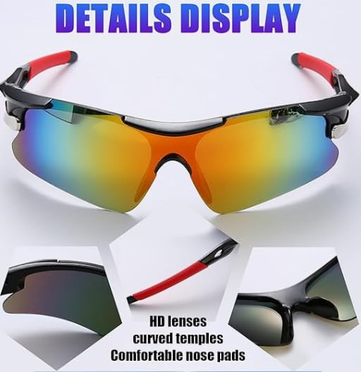 1 Pack Polarized Sports Sunglasses for Men and Women – Wrap Around UV400 Protection and Unbreakable Frame for Cycling, Fishing, Running, Driving, Hiking, Climbing, Shooting