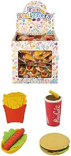 Henbrandt 4x Fast Food Erasers 3D Novelty Rubber Set for Party Bag Fillers Lucky Dip Class Gifts Stationery Supplies Kids Stationery for Boys and Girls