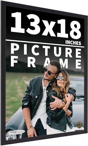 Poster Palooza 13x18 Contemporary Black Complete Wood Picture Frame with UV Acrylic Plexiglass, Foam Board Backing & Hardware Included