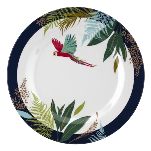 Portmeirion Sara Miller Parrot Melamine Side Plates, Set of 4 - Colorful Tropical Design & Gold Detailing - 8