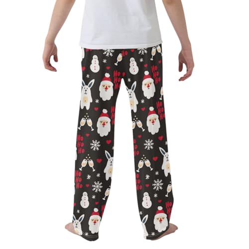 CaTaKu Boys Santa Claus Rabbit Snowflake Pants for Boys Girls Wide Leg Sweatpants Kids Long Bottoms with Pockets Size 6-14Y2