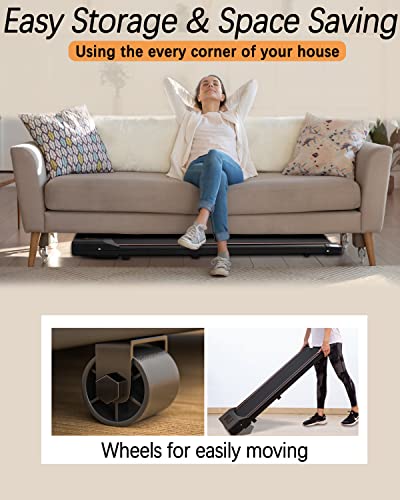 TODO Under Desk Treadmill Electric Portable Walkstation Installation Free for Home Office Use, Slim Flat and LED Display, Walking Jogging with Remote Control