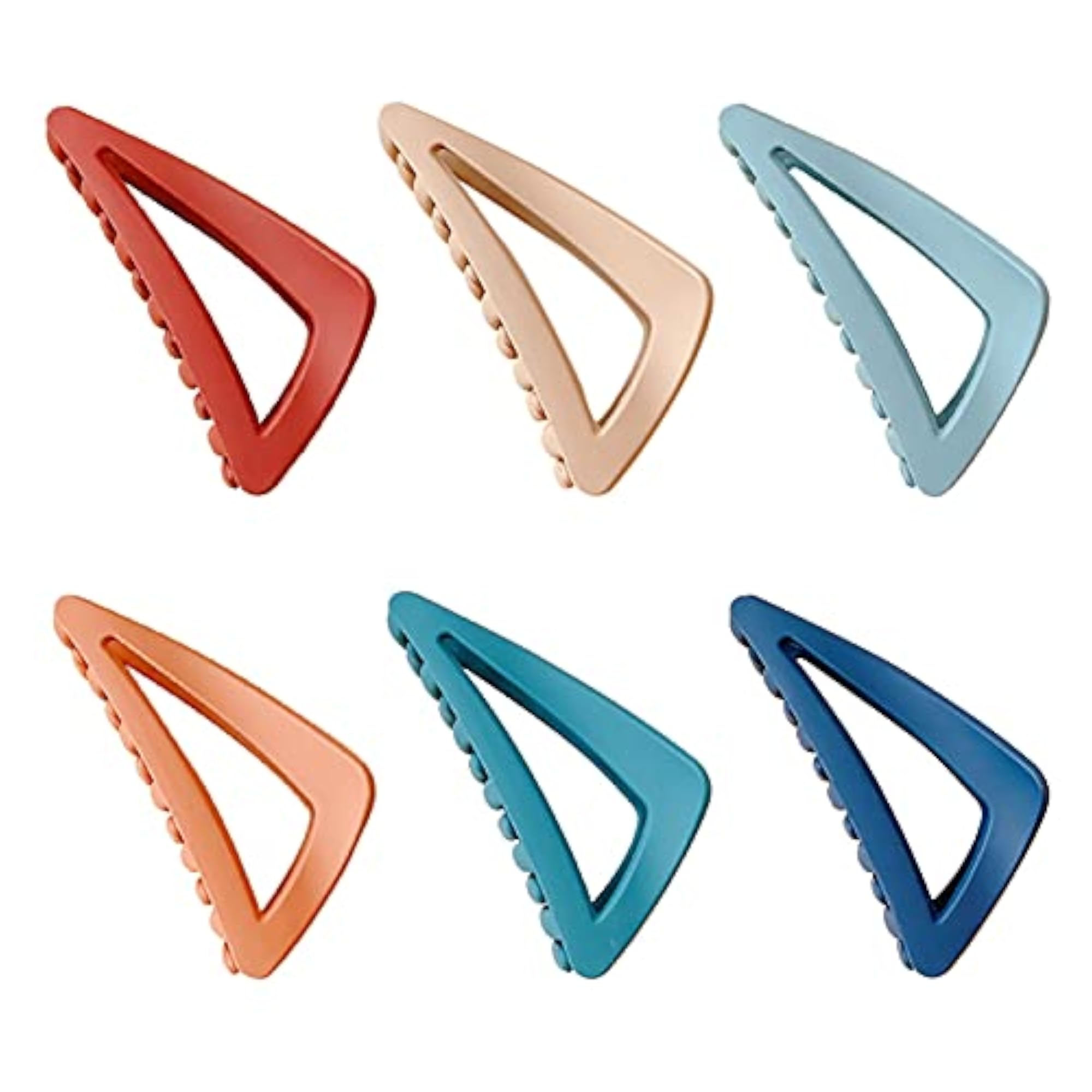 6pcs Solid Color Matte Triangle Hair Claw Clips, Strong Hold