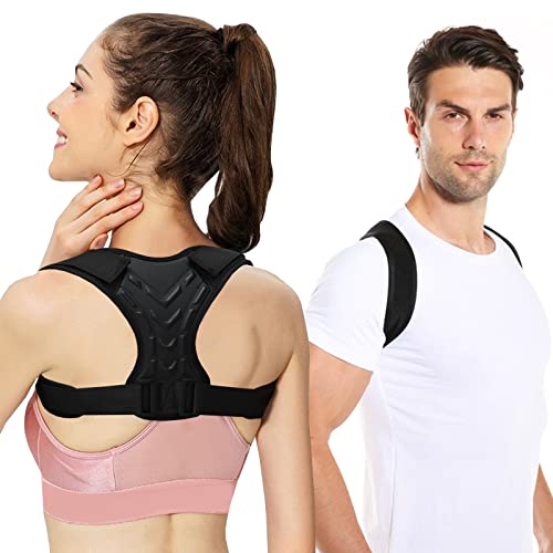VAYEAH Back Support Belt Back Braces for Women and Men Pain Relief for Neck, Back, Shoulders, Adjustable and Breathable Back Brace Upper Back Brace for Clavicle Support Posture Corrector (Neoprene+PU)
