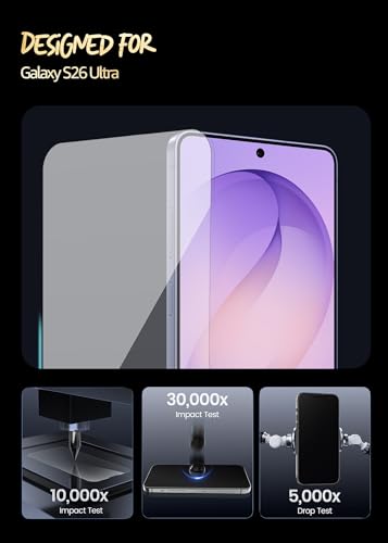 Image of Lensarmor Compatible with Samsung Galaxy S26 Ultra Privacy Screen Protector (1 Pack) - Premium 0.18mm Borderless Tempered Glass, Military-Grade Protection, Ultrasonic Fingerprint Compatible