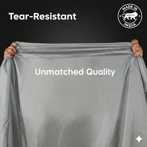 Image of Mototrance All Weather Protection Two Wheeler Cover for All Activa, Scooter, Scooty & Bikes Upto 150CC | Anti Dust, Water Resistant, Heat Resistant, Mirror Pocket Bike Body Cover | Solid Silver